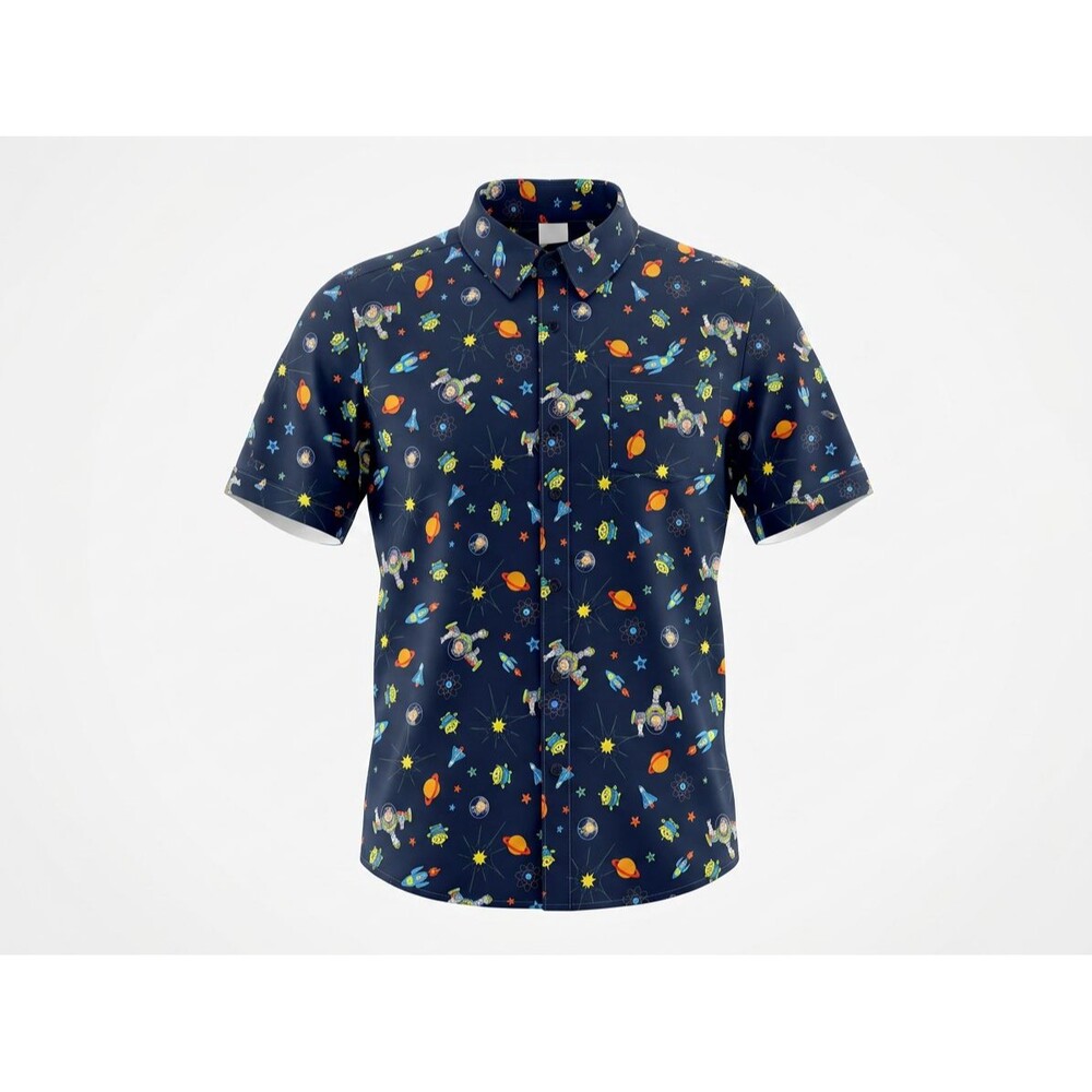 Disney Pixar Toy Story Buzz Lightyear Print Button Up Shirt Boys 14/16